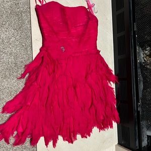 Hot Pink Jovani Feather Dress, Size 2
